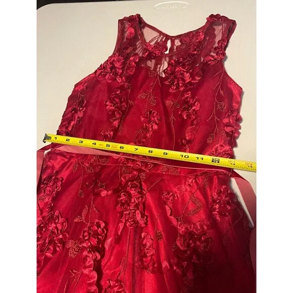 Rare Editions Big Girls Floral Soutache High-Low Social Dress, Size 14